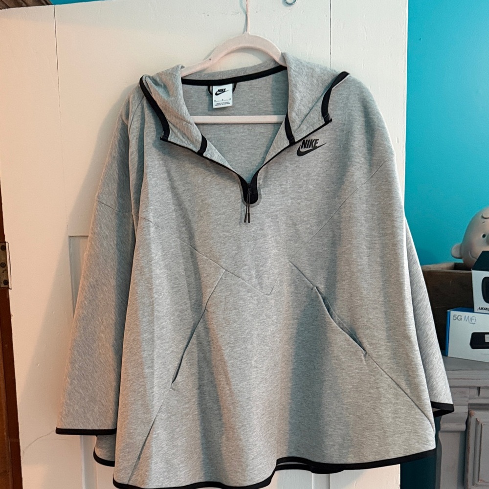 Nike Light Gray Hooded Pullover with Black Trim